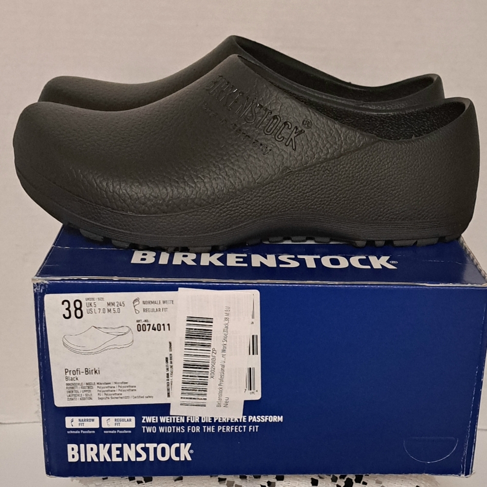 Black Birkenstocks Profi-Birki Size 38 US 7 Work Shoe New